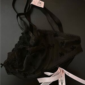 V.S. Bra and Panties Set - Black / Bows / Lace